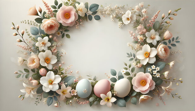 Elegant Floral Easter Frame with Eggs
