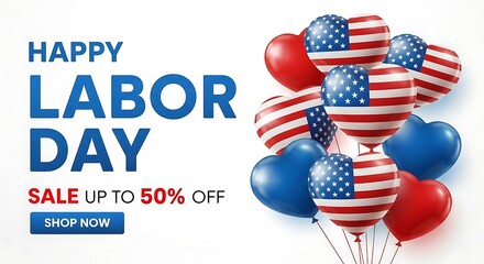 Fototapeta premium Happy labor day sale celebrating american workers with up to 50 off patriotic deals and discounts