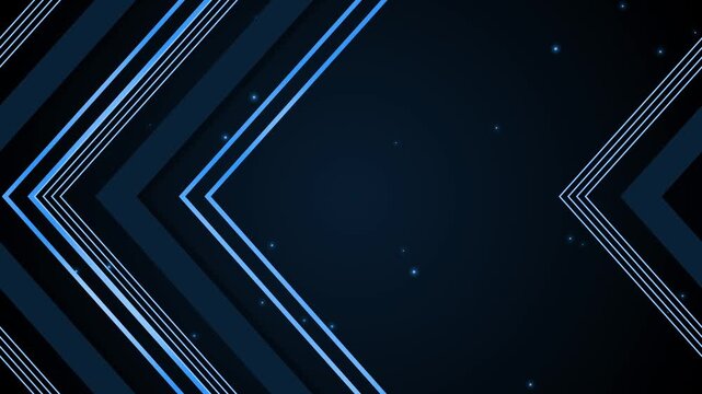 Luxurious black background with geometric chevron lines glowing particles animation