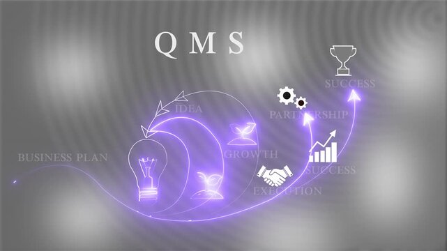 Abstract Hud knowledge ability business gear icon, abstract line concept. Abstract glitter text QMC business concept on the world map icon with alpha channel. Technology and network concept.