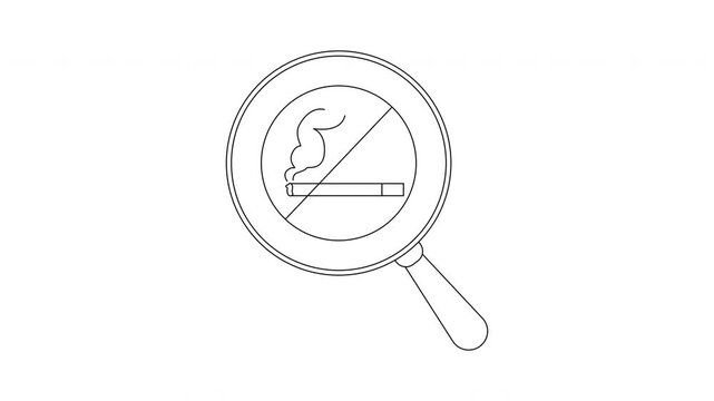No Smoking Area Search - Magnifying Glass Icon Animation.