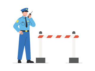 Security Guard Standing Beside Barrier