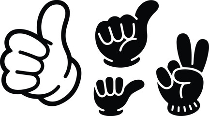 Obraz premium Thumb Up Collection Silhouette Icon Set Thumbs Up Typography Silhouette Icon Pack