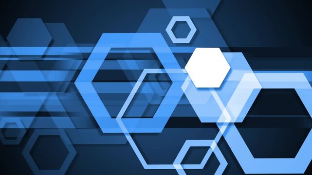 Abstract hexagon technology background animation, Abstract technology background with layered hexagon shapes