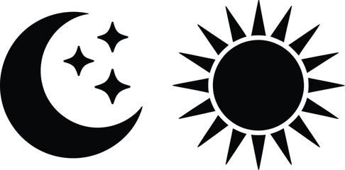 A black and white image of the sun and moon Vector © LOKMAN
