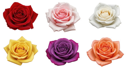 Rose blooms png red pink yellow purple orange png delicate petals png floral projects png transparent background image