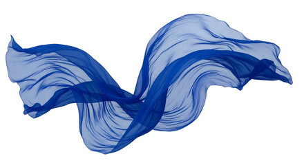 Translucent flying blue fabric levitates isolated on transparent background © Rameesha