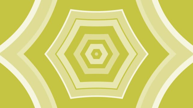 Geometric pattern with concentric hexagonal rings and curved stripes, Monochrome concentric hexagon pattern background animation