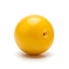 Fototapeta premium Close-up of a single yellow cherry on a white background, studio shot