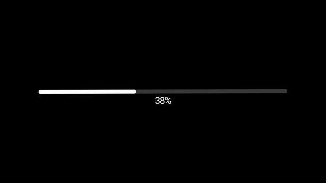A stark black background displays a loading bar primarily gray indicating only one percent completion of a process high quality professional detailed