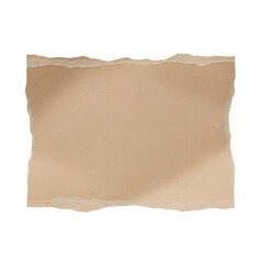 Obraz premium Torn beige paper fragment with rough edges and subtle shadow casting isolated on a transparent background