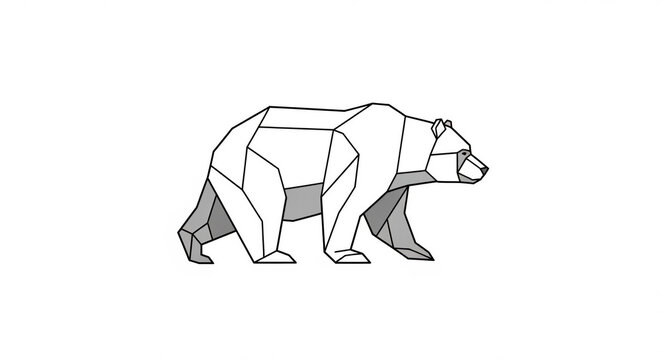 Uma imagem gerada com base no seu comando de entrada
Geometric line art illustration of a bear walking, concept for logo design, branding, and mascot creation