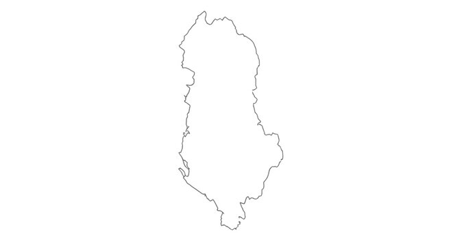 Albania Country Map Outline on Isolated White Background