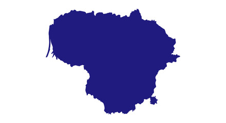 Obraz premium Lithuania Country Map with Dark Blue Shape and Borders, isolated white background