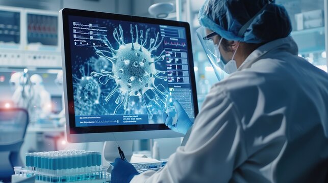 Medical illustration of Ebola Virus Disease, a severe and often fatal viral hemorrhagic fever transmitted through direct contact with bodily fluids. Concept for infectious disease control, epidemic ou