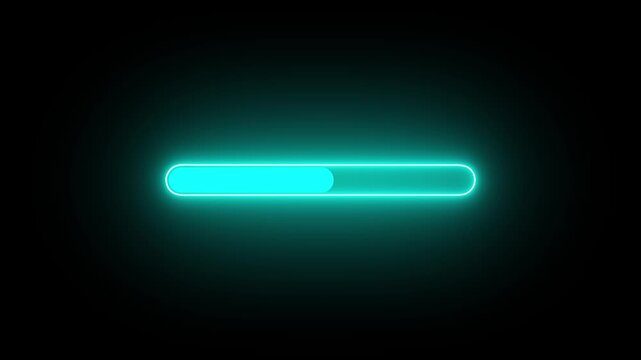 A vibrant cyan neon slider switch is prominently displayed against a stark black background indicating progress or control high quality professional detailed