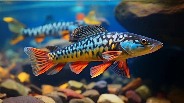 Colorful Freshwater Fish in Aquarium