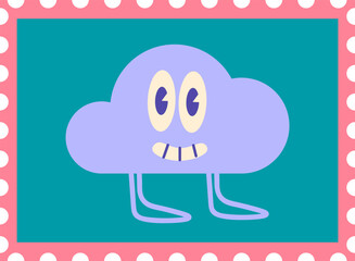 Retro Style Cute Cloud Character Stamp for Kids