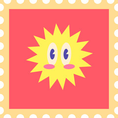 Cute Cartoon Star Character on Postage Stamp