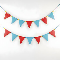 Fototapeta premium Vibrant holi festival decorations with colorful triangle flags and garland