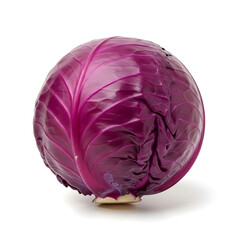 Obraz premium Fresh Whole Red Cabbage Vegetable Isolated on White Background Studio Shot