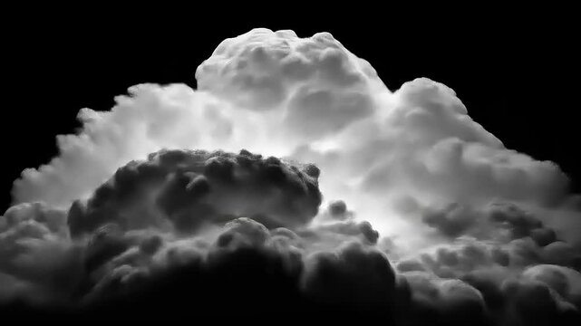 Monochrome Enigmatic Formation: A Vision of Ethereal Density Against Immersive Dark Space, Revealing Light Incursion