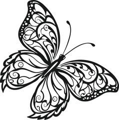 Intricate Filigree Butterfly Illustration - Zentangle Style Line Art