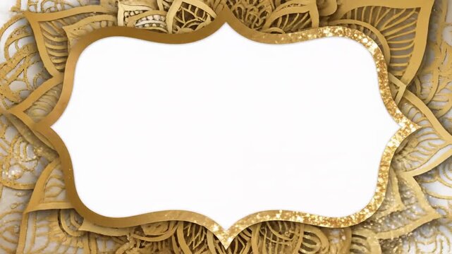 Luxurious Gold Mandala Frame with Empty White Space for Text, Perfect for Invitations, Greetings