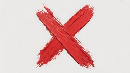 Fototapeta premium Dynamic red brush stroke forming an abstract cross shape on plain background