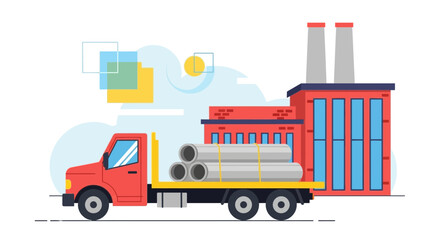 Fototapeta premium Industrial Logistics Delivery Of Building Materials By Truck Near Factory