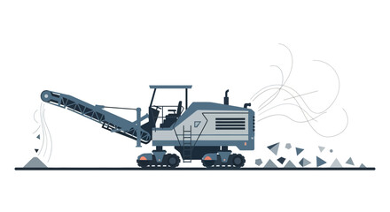 Industrial Milling Machine Excavating Asphalt for Roadwork Projects