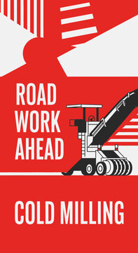 Industrial Road Work Cold Milling Machine Construction Equipment Abstract Minimalist Design