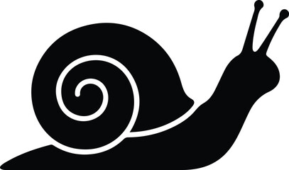 Black Silhouette of a Snail Moving Slowly Simple Vector Illustration © Ankon