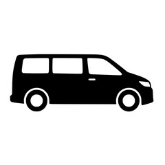 Fototapeta premium Family minivan flat sign black white icon 