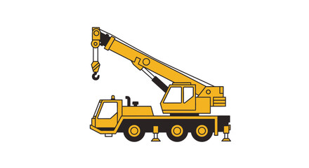 Fototapeta premium Mobile Crane Lifting Equipment Vector Illustration Construction Machine