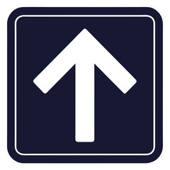 Fototapeta premium Road sign indicating straight ahead or upward direction with white arrow on dark background Vector