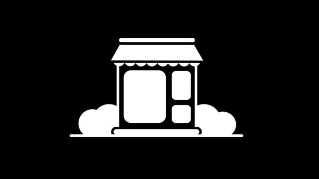 Clean graphic icon representing a small business storefront with an awning for commerce