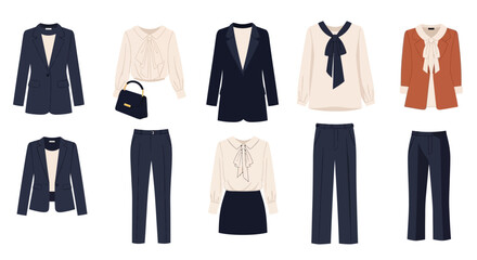 A professional woman in a dark suit walks confidently with a briefcase.