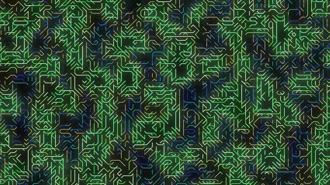 Digital Circuit Board Pattern - Futuristic Green Technology Background Loop