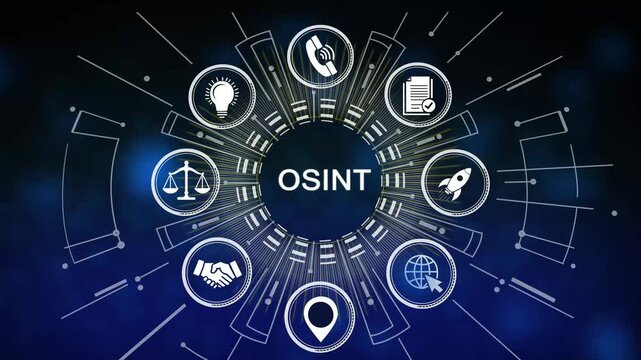 O S I N T Concept Infographic with Keywords and on Dark Background osint intelligence strategy