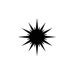 Fototapeta premium Black spiky starburst silhouette on white background.