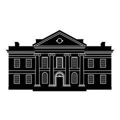 Black silhouette of a neoclassical government building facade illustration. © pixel*