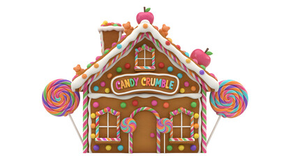 Obraz premium Delightful Gingerbread House Adorned with Colorful Candies and Lollipops.