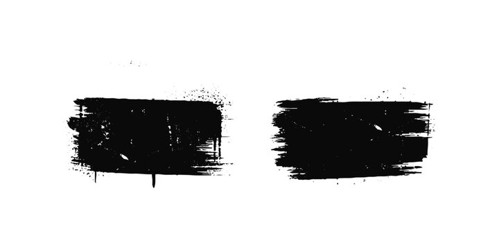 Grunge spray paint graffiti stencil frames.  Black vector rectangles and squares. Airbrushing paint banners, splatter ink shapes. Places for text or pictures. Graffiti spray paint element.