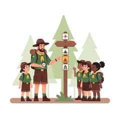 Fototapeta premium Outdoor Adventure Learning For Young Explorers And Their Guide