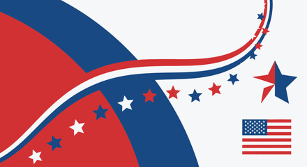 Obraz premium Patriotic Red Blue White Stars And Stripes Wave Design
