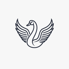 Fototapeta premium Elegant swan emblem vector illustration of a graceful bird with spread wings