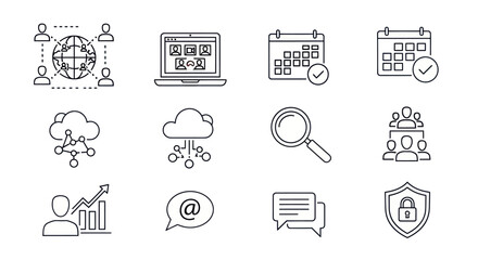 Collection of digital business and technology icons