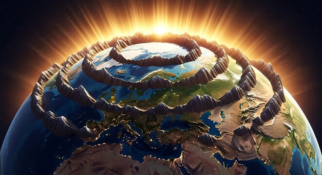 Earth&rsquo;s layers revealed with a dramatic sunrise at the poles and equator
