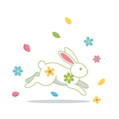 Playful Bunny With Flowers Spring Celebration And Easter Joy
